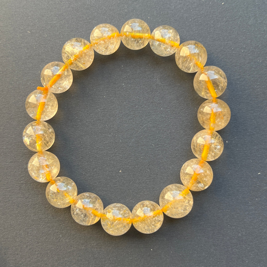 Bratara cuart rutilat 11-12 mm, pietre semipretioase - druzy.ro 2 
