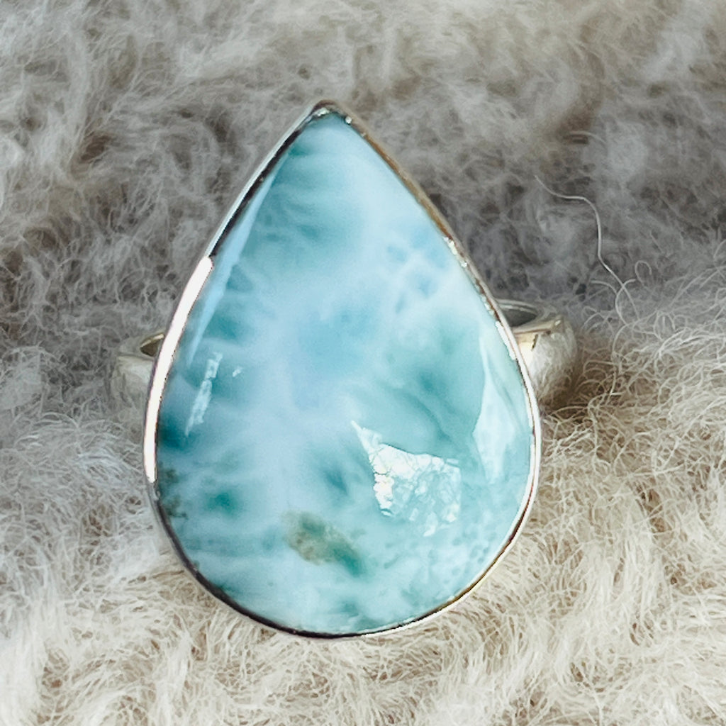 Inel ajustabil cu piatra larimar din argint model 6, pietre semipretioase - druzy.ro 1 