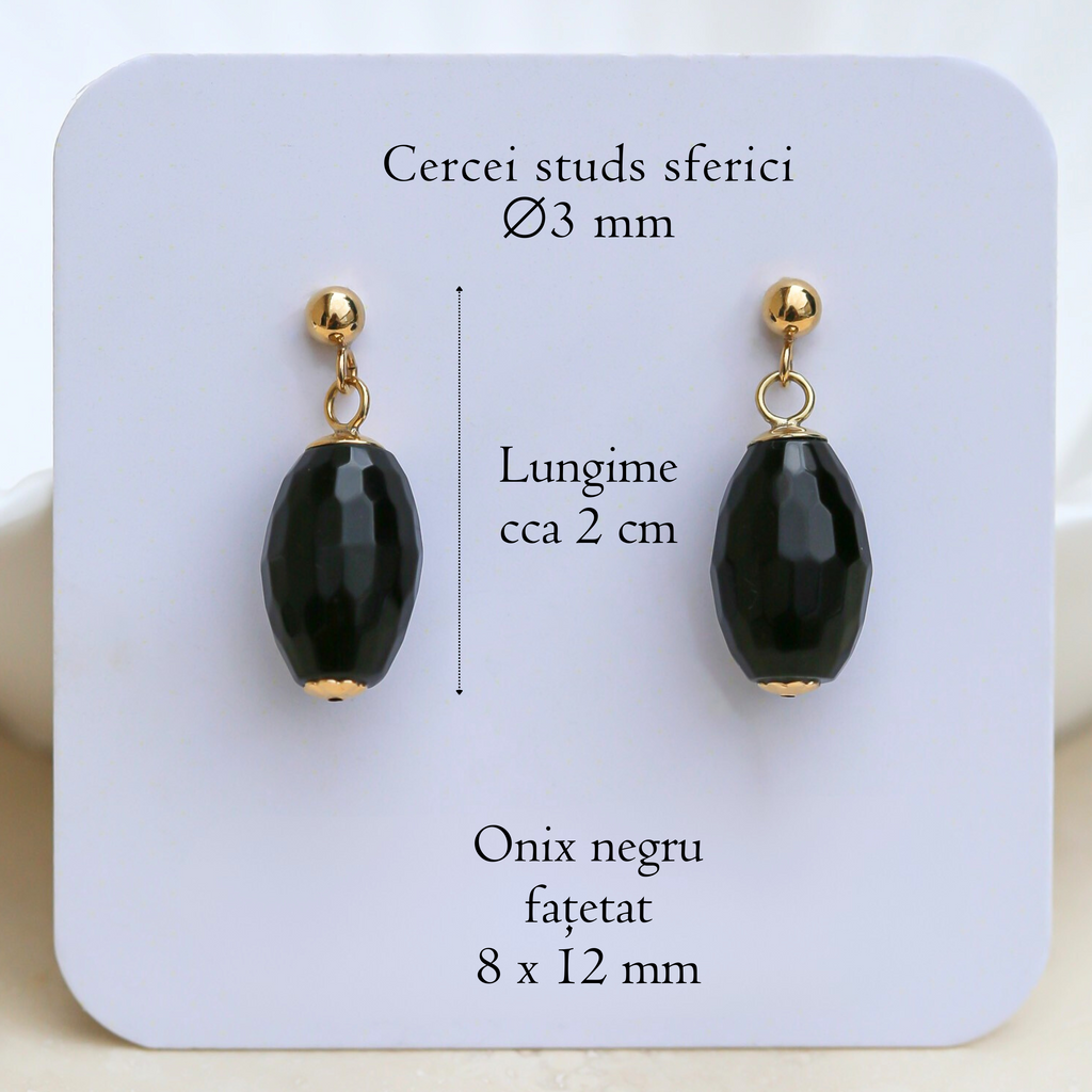 Cercei onix fatetat, aur filat - Whisper of Strength #2, pietre semipretioase - druzy.ro 4 