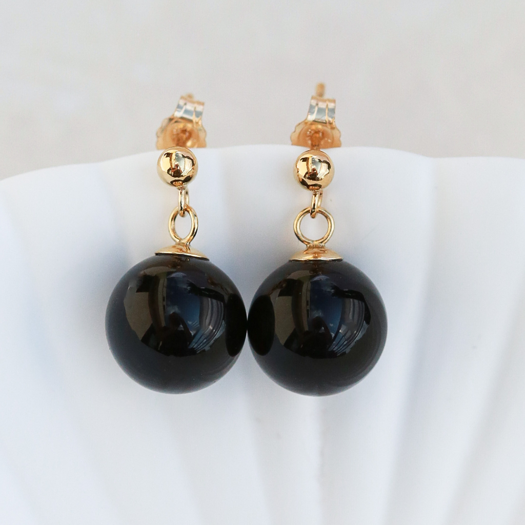 Cercei onix, aur filat - Whisper of Strength, pietre semipretioase - druzy.ro 1 