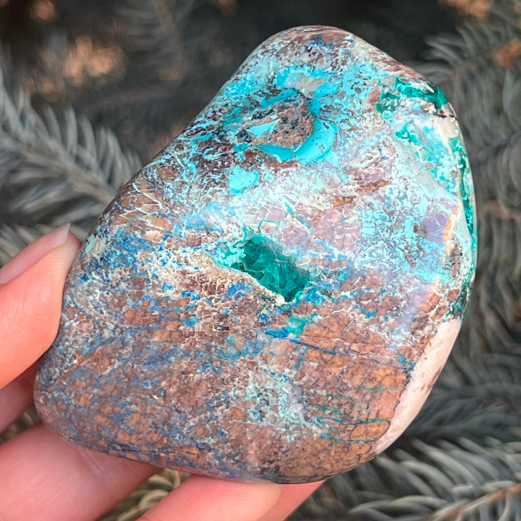 Shattuckite forma libera/palmstone m14, pietre semipretioase - druzy.ro 6 