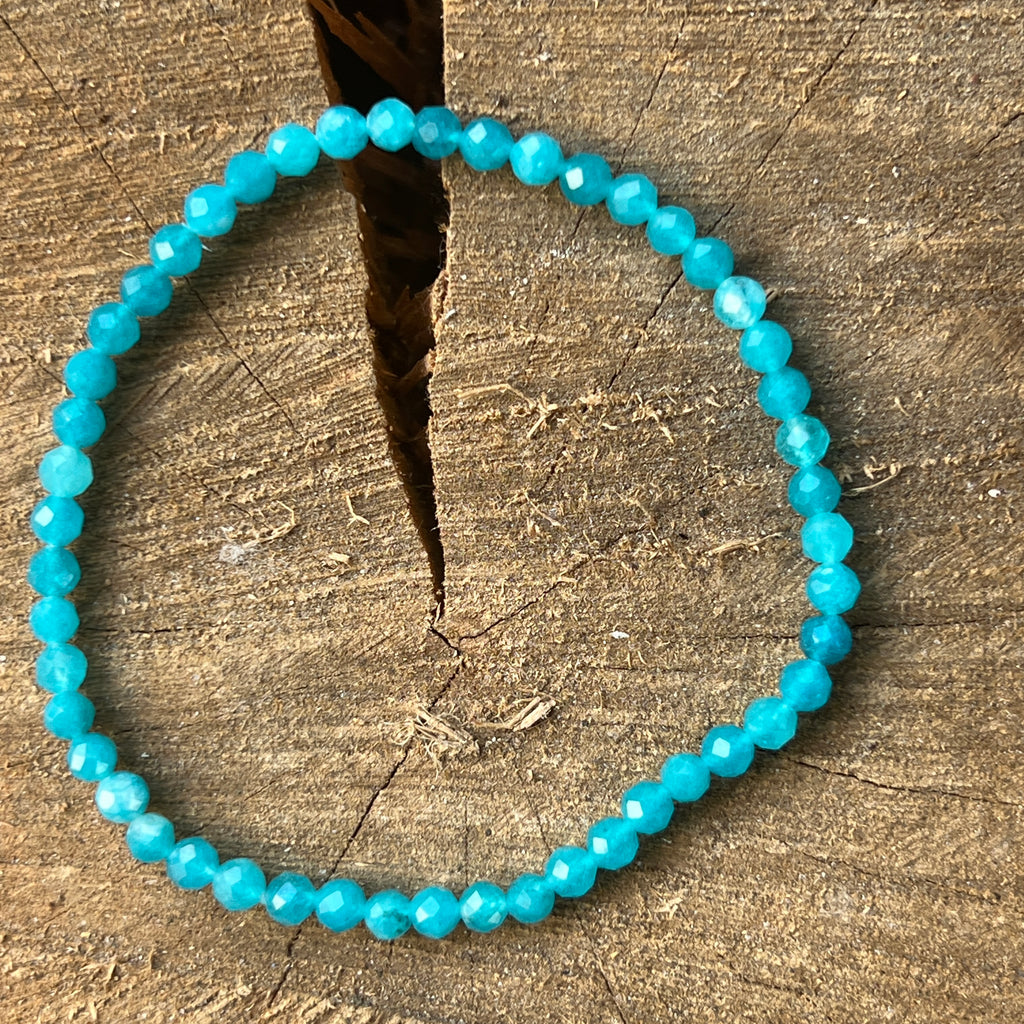 Bratara fatetata  agat albastru 4 mm, pietre semipretioase - druzy.ro 2 