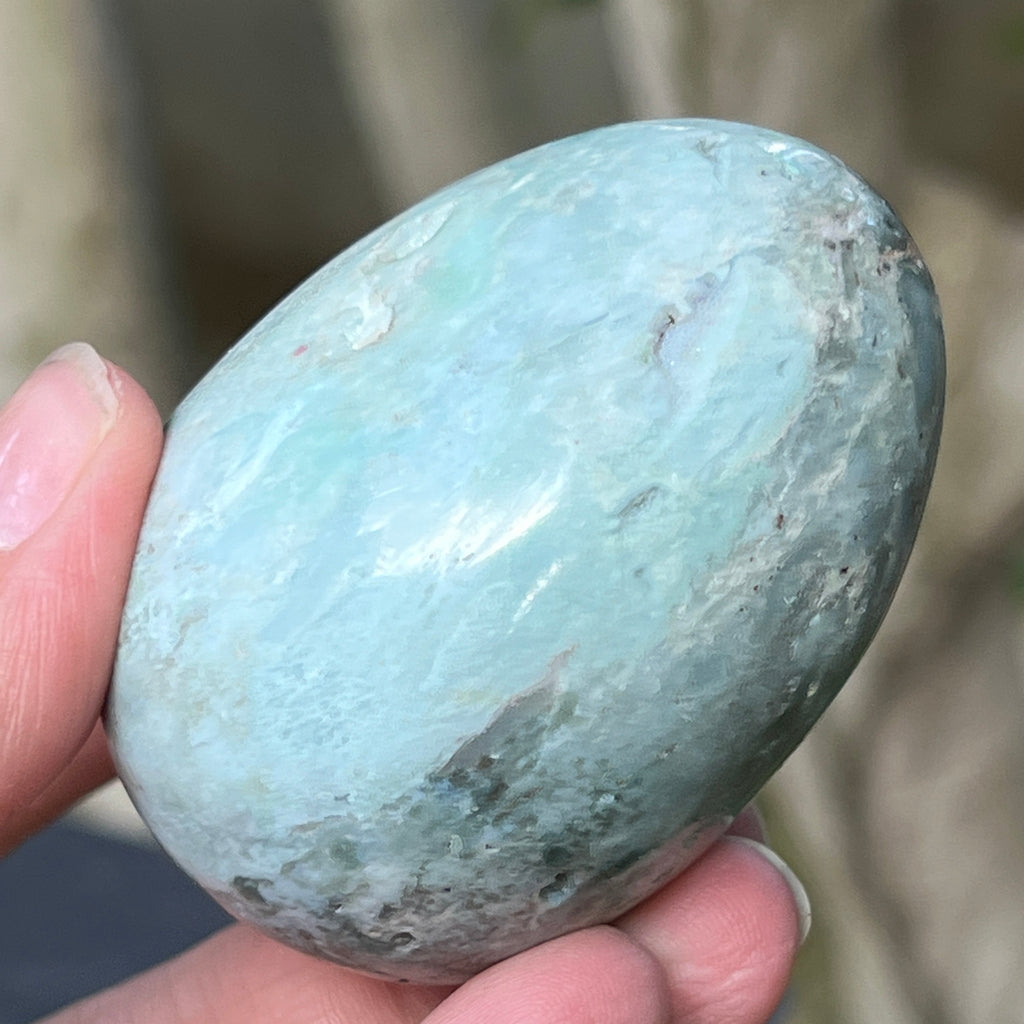Ou calcedonie cu crom albastru-verzuie din Zimbabwe | Model 2, pietre semipretioase - druzy.ro 5 