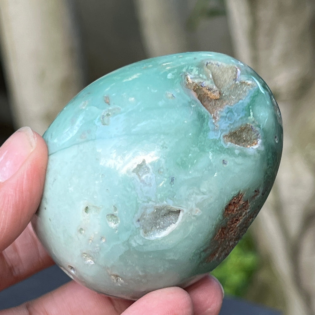 Ou calcedonie cu crom albastru-verzuie din Zimbabwe | Model 3, pietre semipretioase - druzy.ro 6 