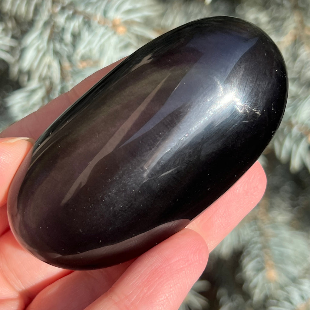Obsidian curcubeu palmstone model 4, druzy.ro, cristale 3