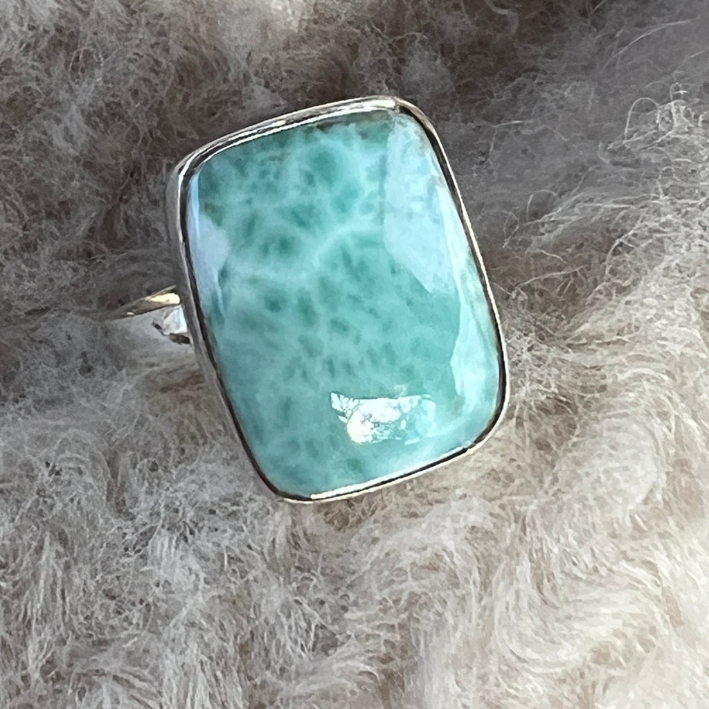 Inel ajustabil cu piatra larimar din argint model 2, pietre semipretioase - druzy.ro 5 