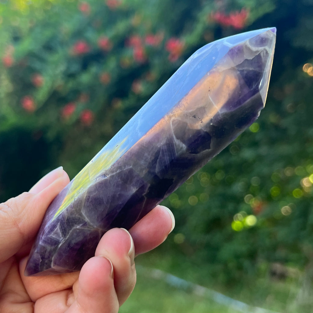 Dublu varf ametist chevron model L2, pietre semipretioase - druzy.ro 4 