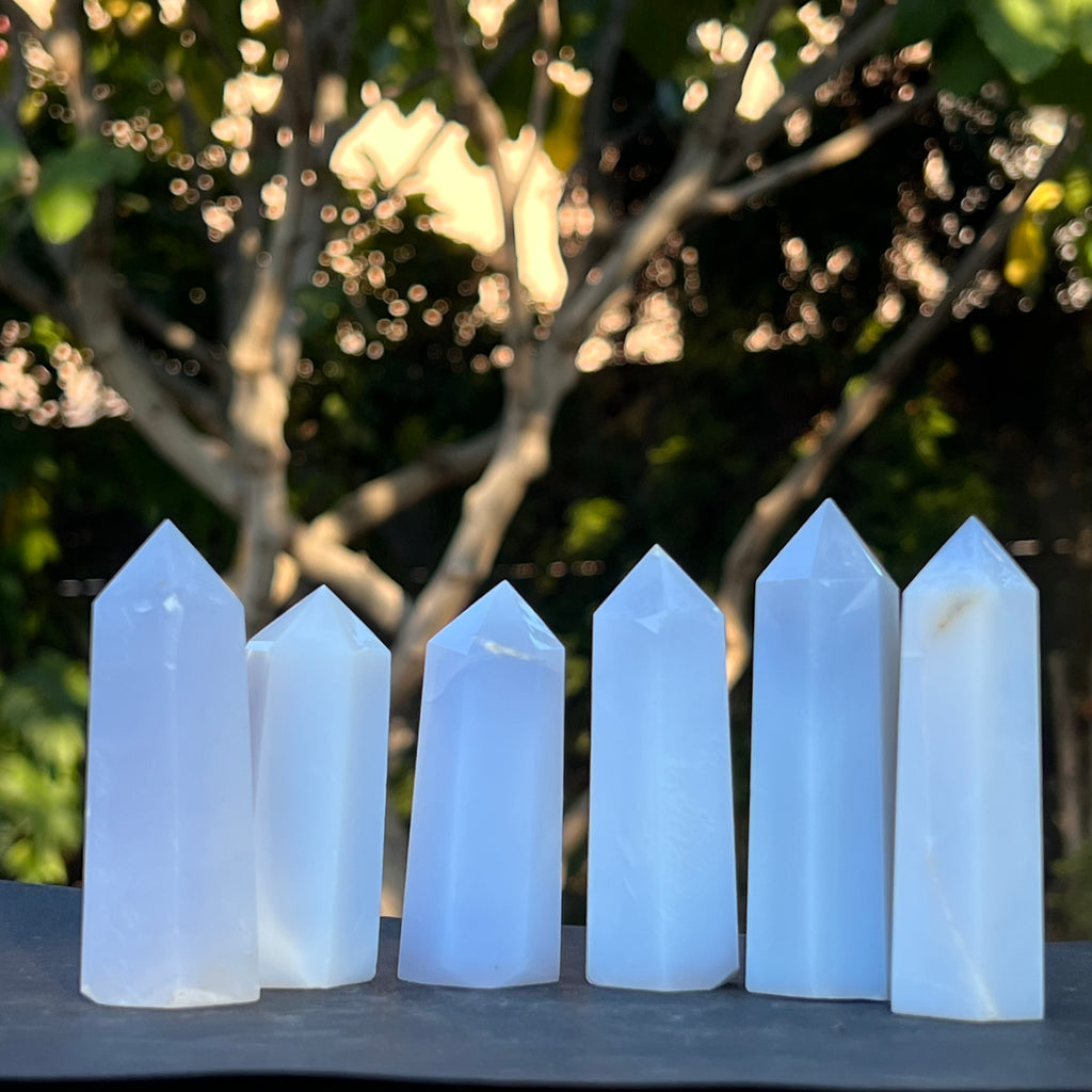 Obelisc calcedonie albastra, druzy.ro, cristale 1