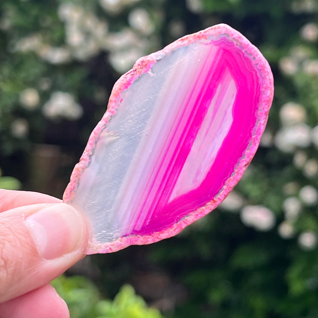 Felie agat roz Brasil m1, pietre semipretioase - druzy.ro 1 