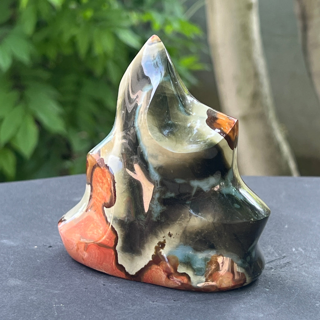 Sculptura jasp policrom forma flacara | Model 3, pietre semipretioase - druzy.ro 2 