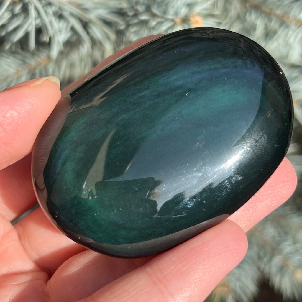 Obsidian curcubeu palmstone model 6, druzy.ro, cristale 4