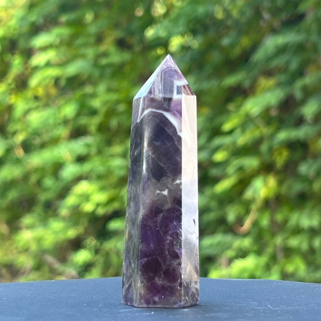 Obelisc ametist chevron model 6, druzy.ro, cristale 2