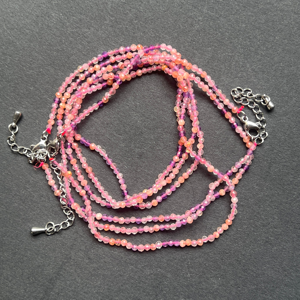 Colier Ametist Cuart Roz Citrin sfere 2 mm, pietre semipretioase - druzy.ro 2 