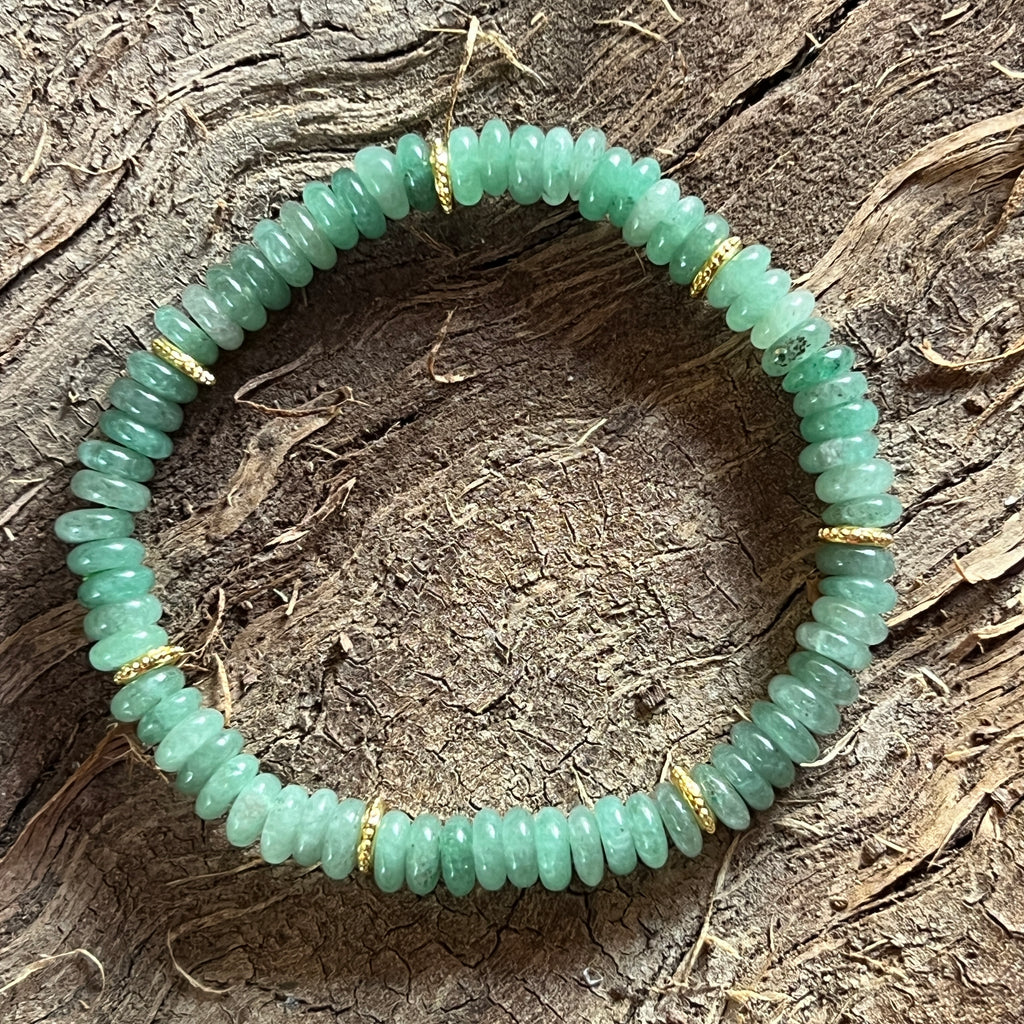 Bratara discuri aventurin si insertii aurii – 6x2 mm, pietre semipretioase - druzy.ro 3 
