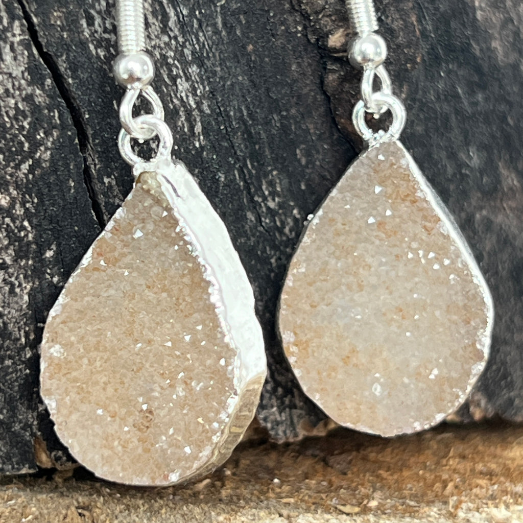 Cercei agat druzy placati cu argint din Brazilia model 3, pietre semipretioase - druzy.ro 2 