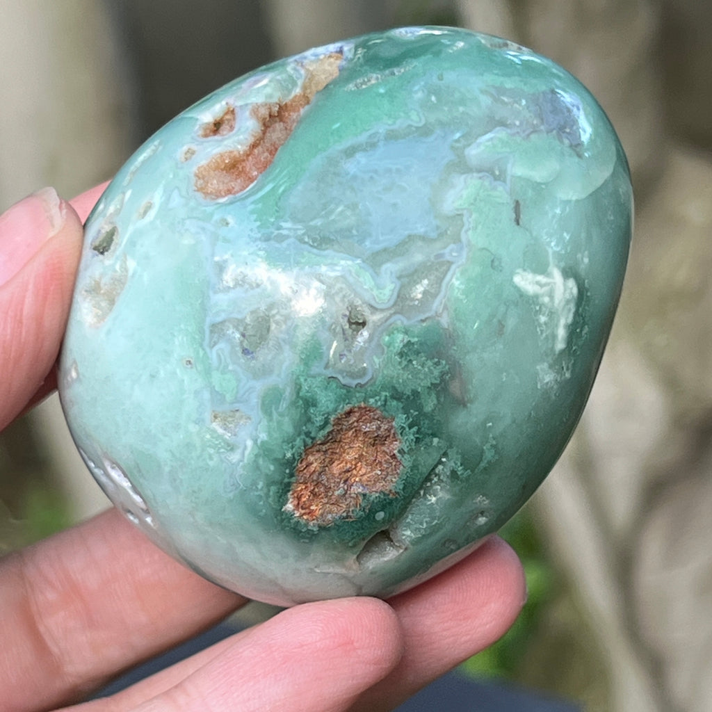 Ou calcedonie cu crom albastru-verzuie din Zimbabwe | Model 3, pietre semipretioase - druzy.ro 7 