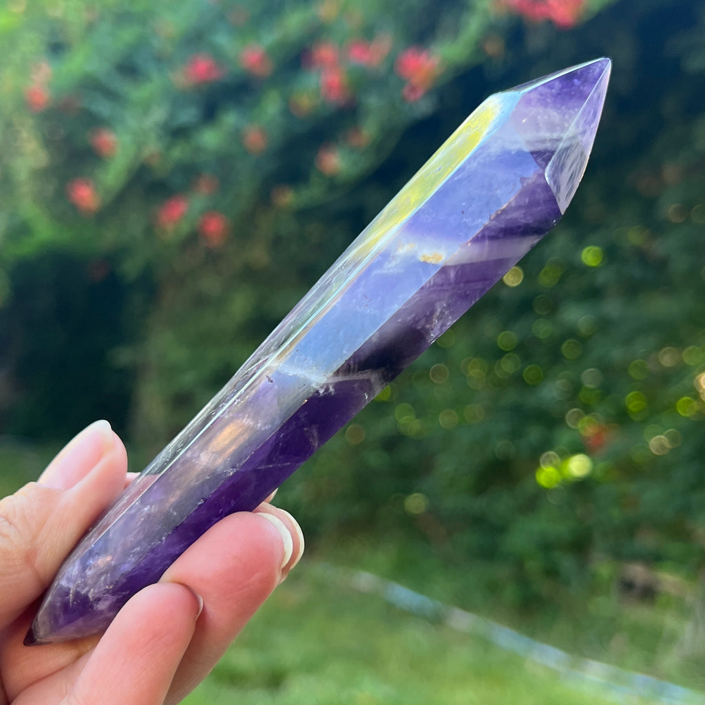 Dublu varf ametist chevron model L1, pietre semipretioase - druzy.ro 2 