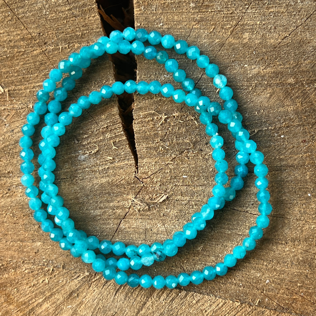 Bratara fatetata  agat albastru 4 mm, pietre semipretioase - druzy.ro 1 