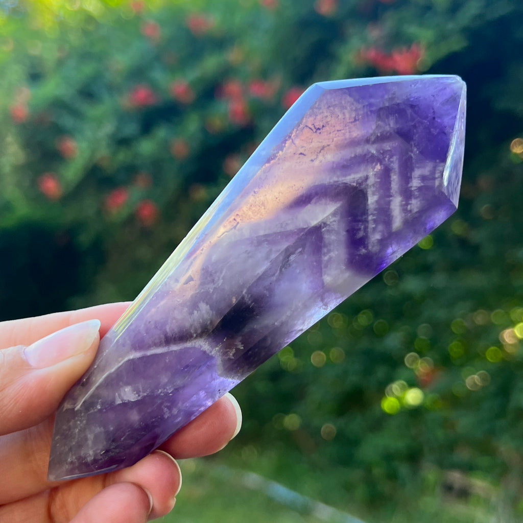 Dublu varf ametist chevron model L4, pietre semipretioase - druzy.ro 4 