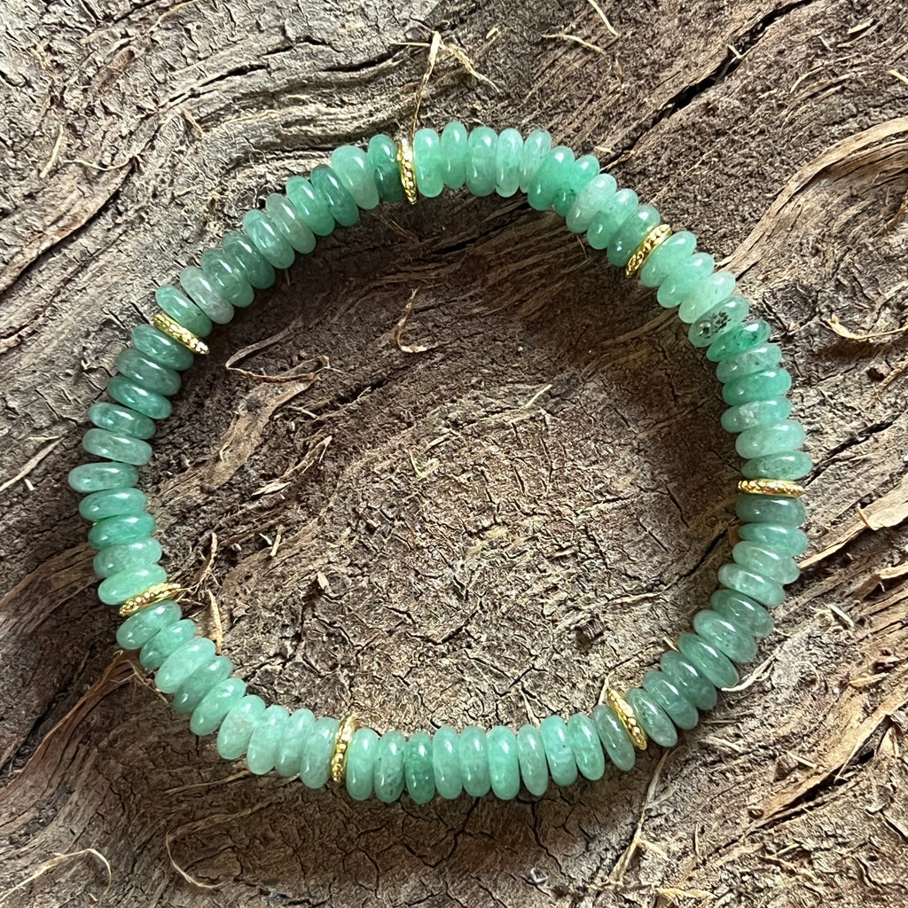 Bratara discuri aventurin si insertii aurii – 6x2 mm, pietre semipretioase - druzy.ro 2 