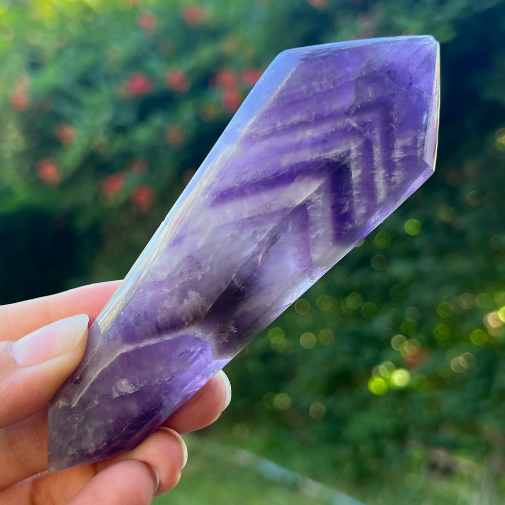 Dublu varf ametist chevron model L4, pietre semipretioase - druzy.ro 5 