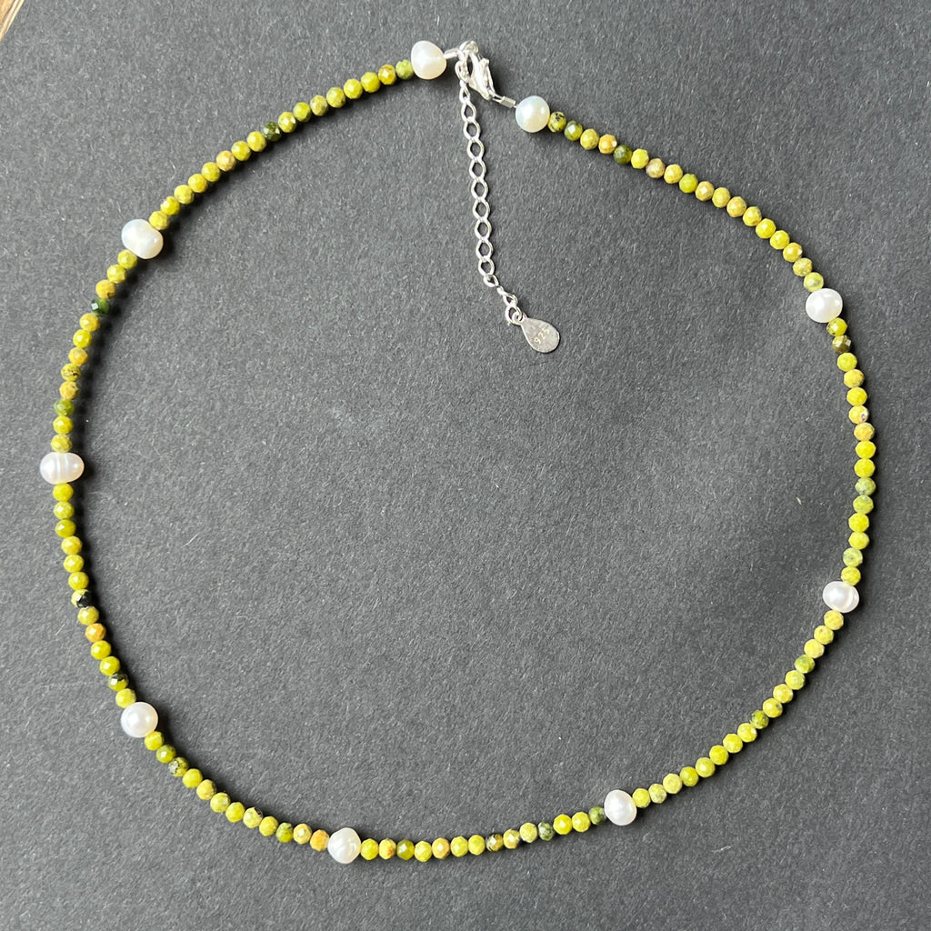 Colier jad verde si perle Nara #48, pietre semipretioase - druzy.ro 3 