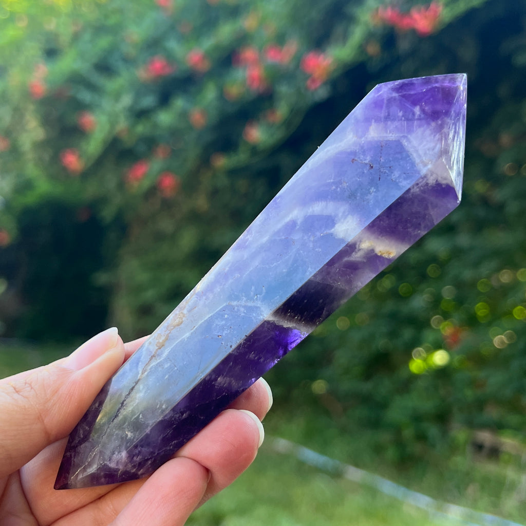 Dublu varf ametist chevron model L1, pietre semipretioase - druzy.ro 3 