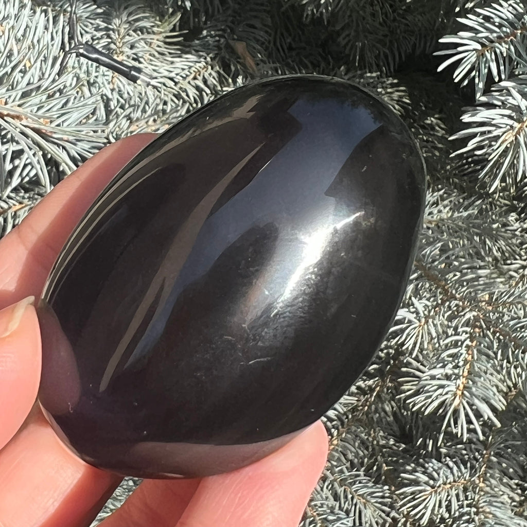 Obsidian curcubeu palmstone model 1, druzy.ro, cristale 6