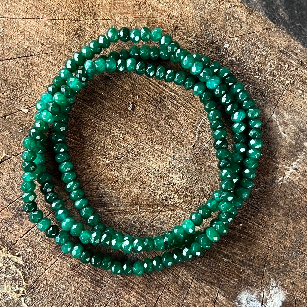 Bratara fatetata agat verde 4 mm, pietre semipretioase - druzy.ro 1 