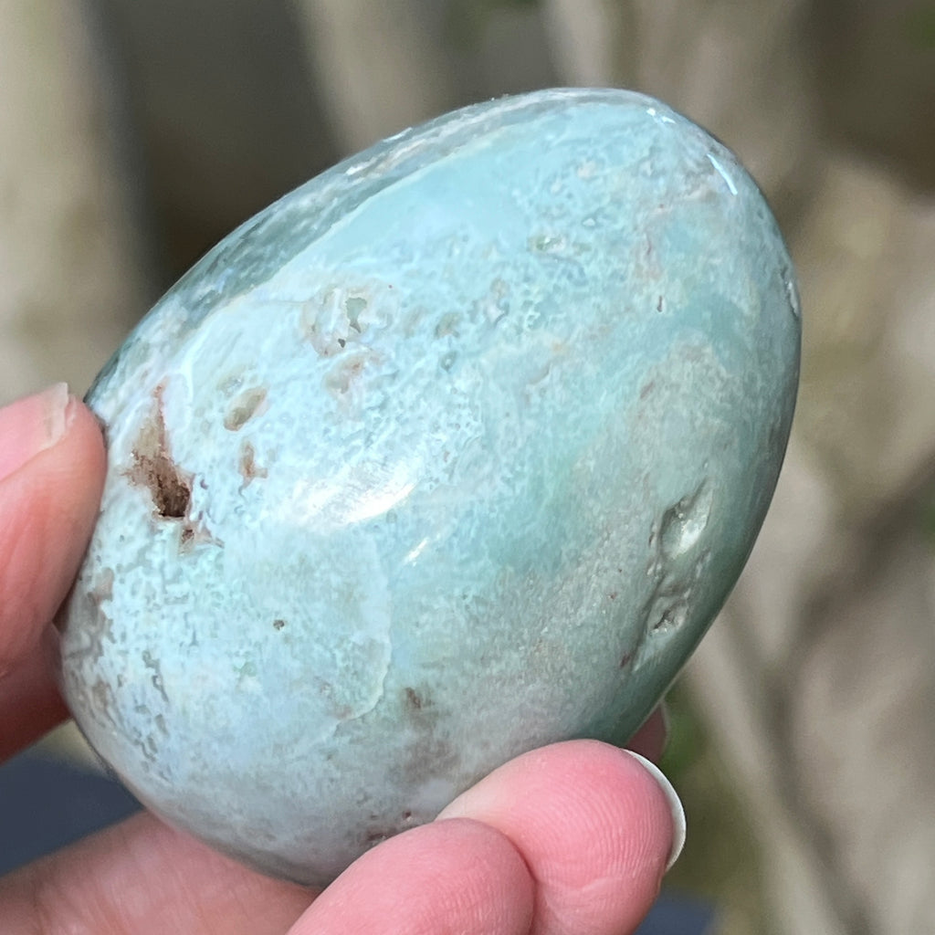 Ou calcedonie cu crom albastru-verzuie din Zimbabwe | Model 2, pietre semipretioase - druzy.ro 2 