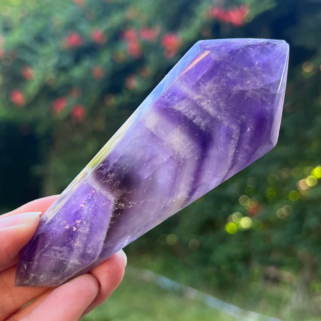 Dublu varf ametist chevron model L4, pietre semipretioase - druzy.ro 2 