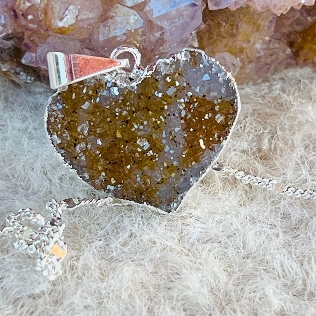Pandantiv inima agat druzy placat cu argint din Brazilia model 2, druzy.ro, cristale 2