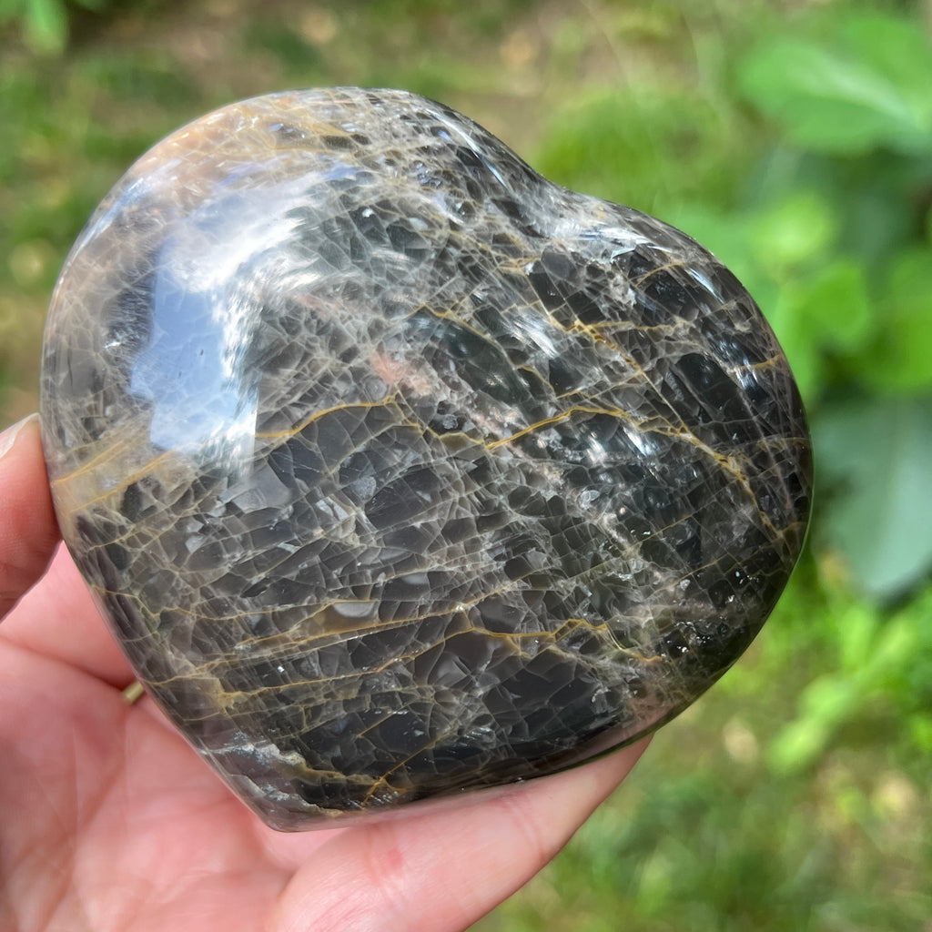 Inima piatra lunii somon gri | Model 3, pietre semipretioase - druzy.ro 2 