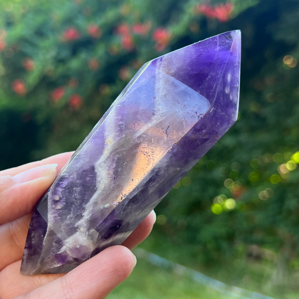 Dublu varf ametist chevron model L3, pietre semipretioase - druzy.ro 3 