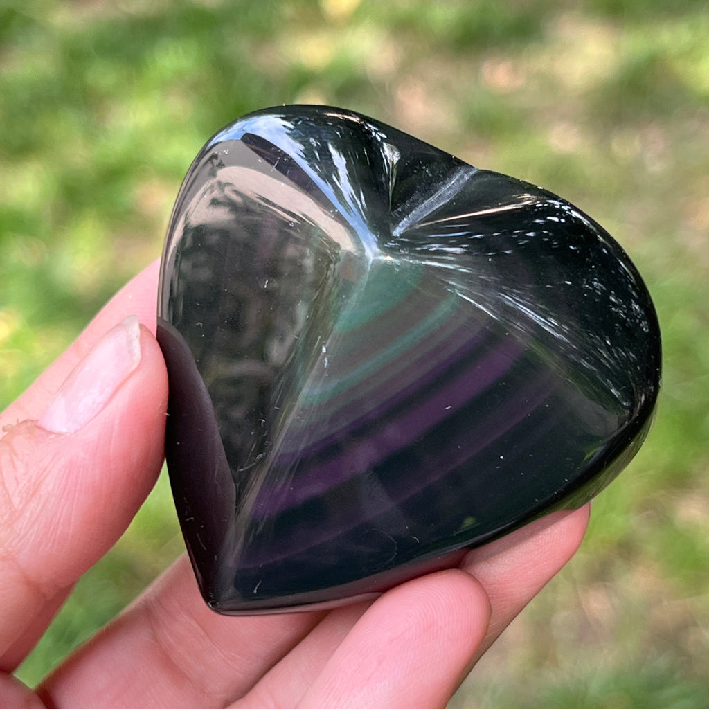 Obsidian curcubeu inima model 2, pietre semipretioase - druzy.ro 1 