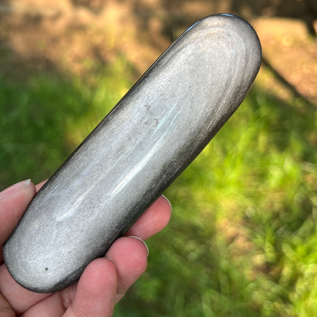 Obsidian argintiu palmstone model 12, pietre semipretioase - druzy.ro 5 