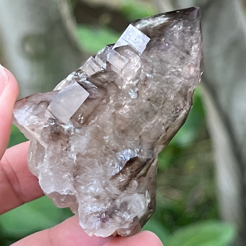 Cuart fumuriu generator/varf mina Brandberg | Model L11, pietre semipretioase - druzy.ro 2 