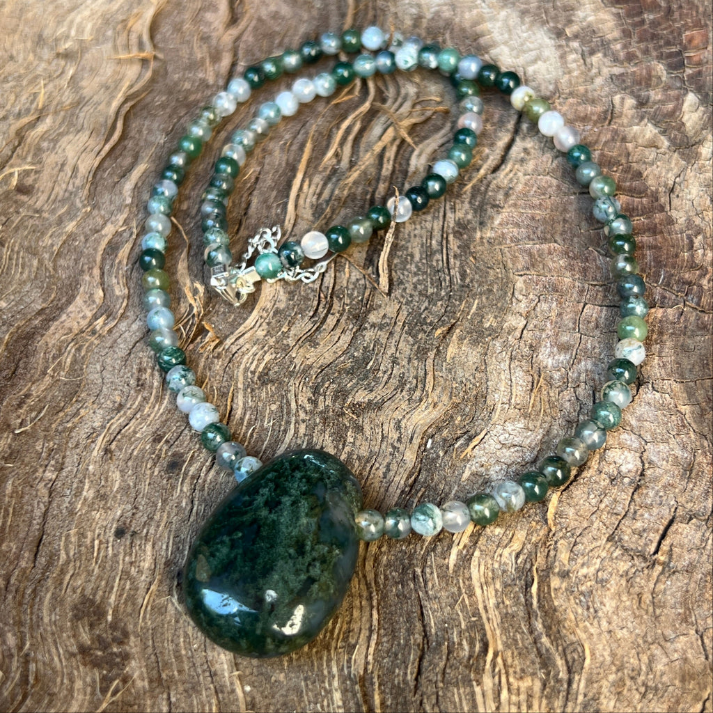 Colier agat muschi Sylva #52, pietre semipretioase - druzy.ro 1 