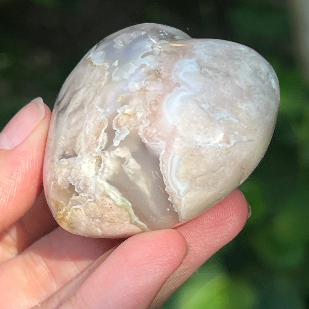 Inima agat coral floare gri m6, pietre semipretioase - druzy.ro 3 