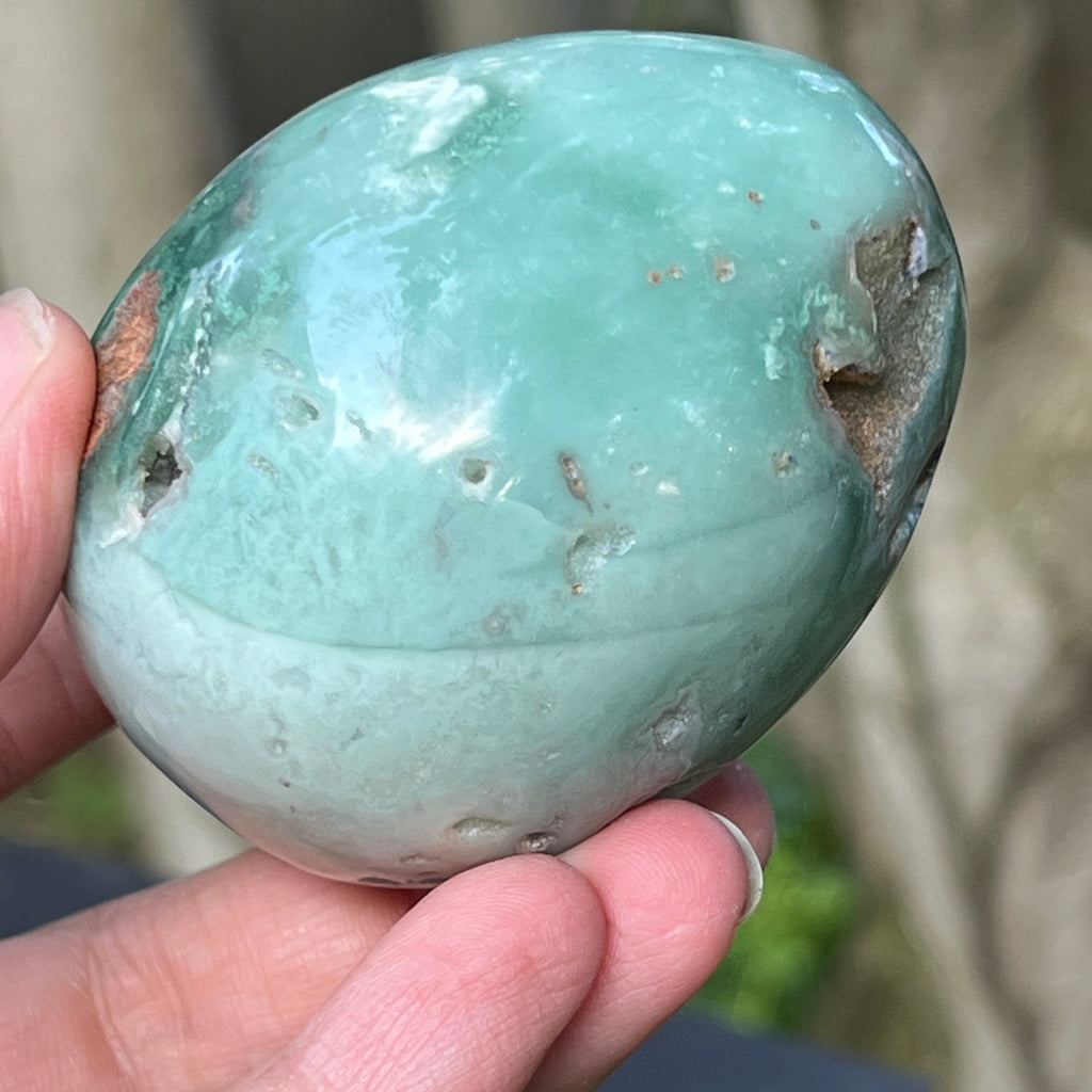 Ou calcedonie cu crom albastru-verzuie din Zimbabwe | Model 3, pietre semipretioase - druzy.ro 4 