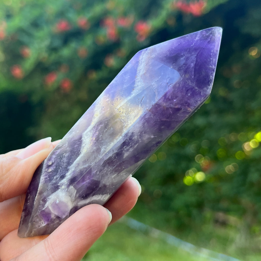 Dublu varf ametist chevron model L3, pietre semipretioase - druzy.ro 2 