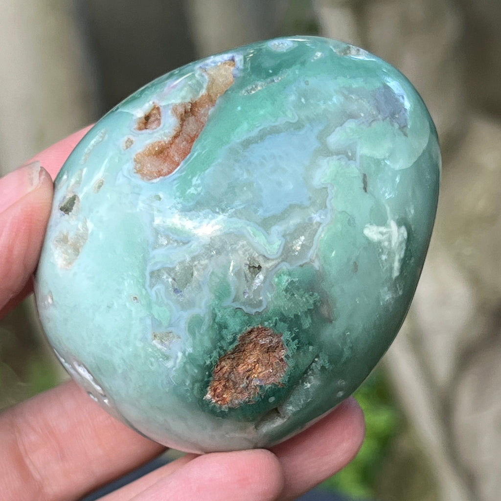Ou calcedonie cu crom albastru-verzuie din Zimbabwe | Model 3, pietre semipretioase - druzy.ro 11 