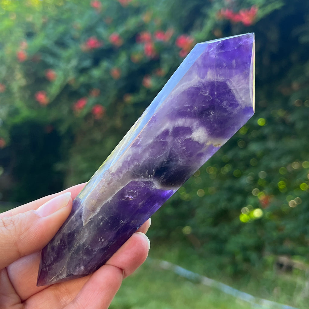 Dublu varf ametist chevron model L1, pietre semipretioase - druzy.ro 4 
