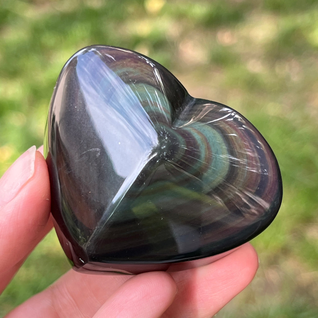 Obsidian curcubeu inima model 3, pietre semipretioase - druzy.ro 2 