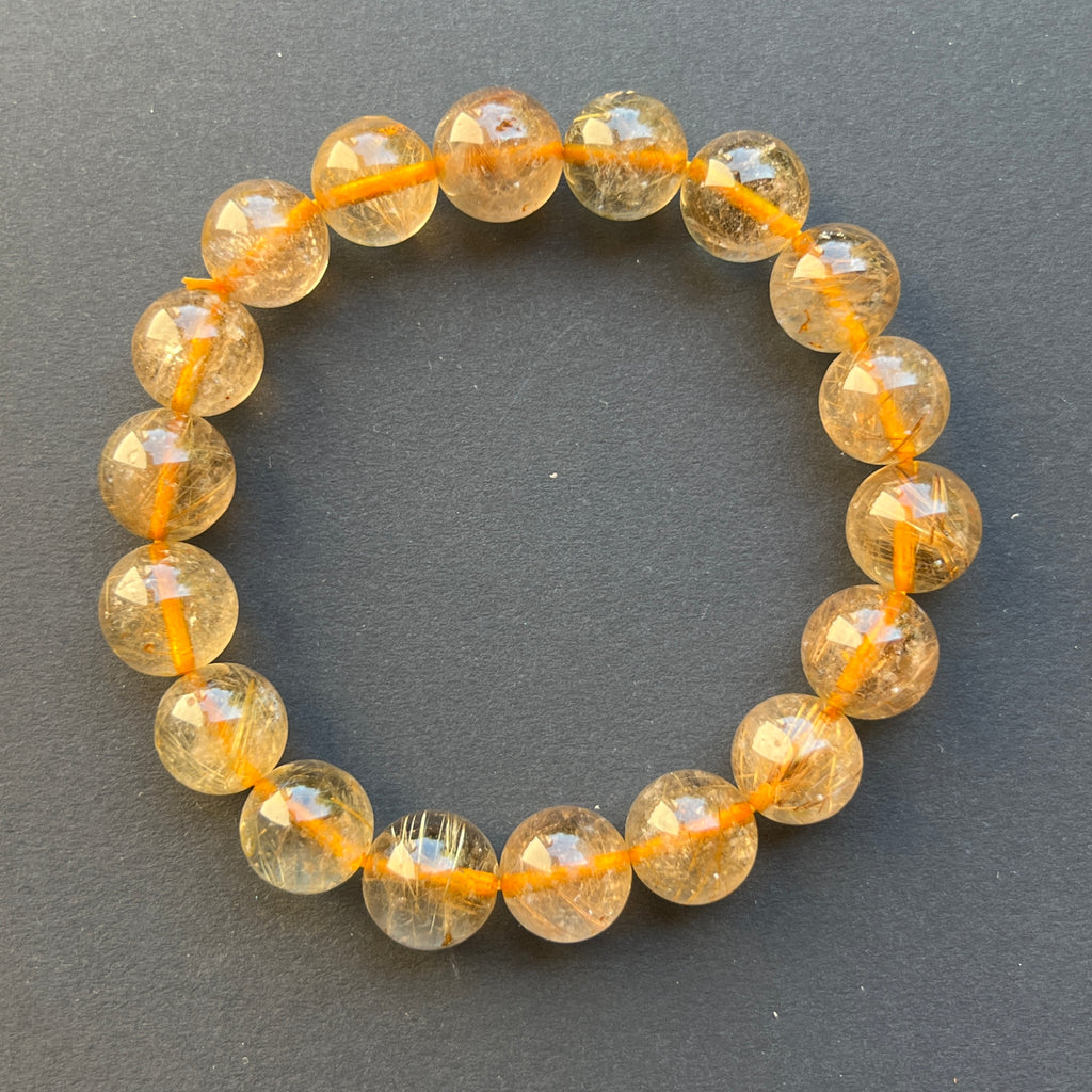Bratara cuart rutilat 11-12 mm, pietre semipretioase - druzy.ro 1 