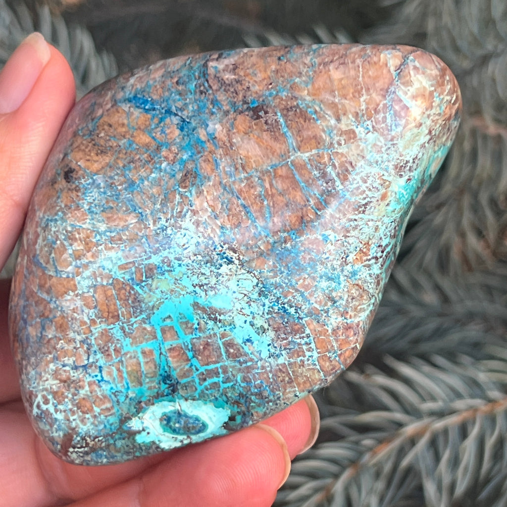 Shattuckite forma libera/palmstone m14, pietre semipretioase - druzy.ro 9 