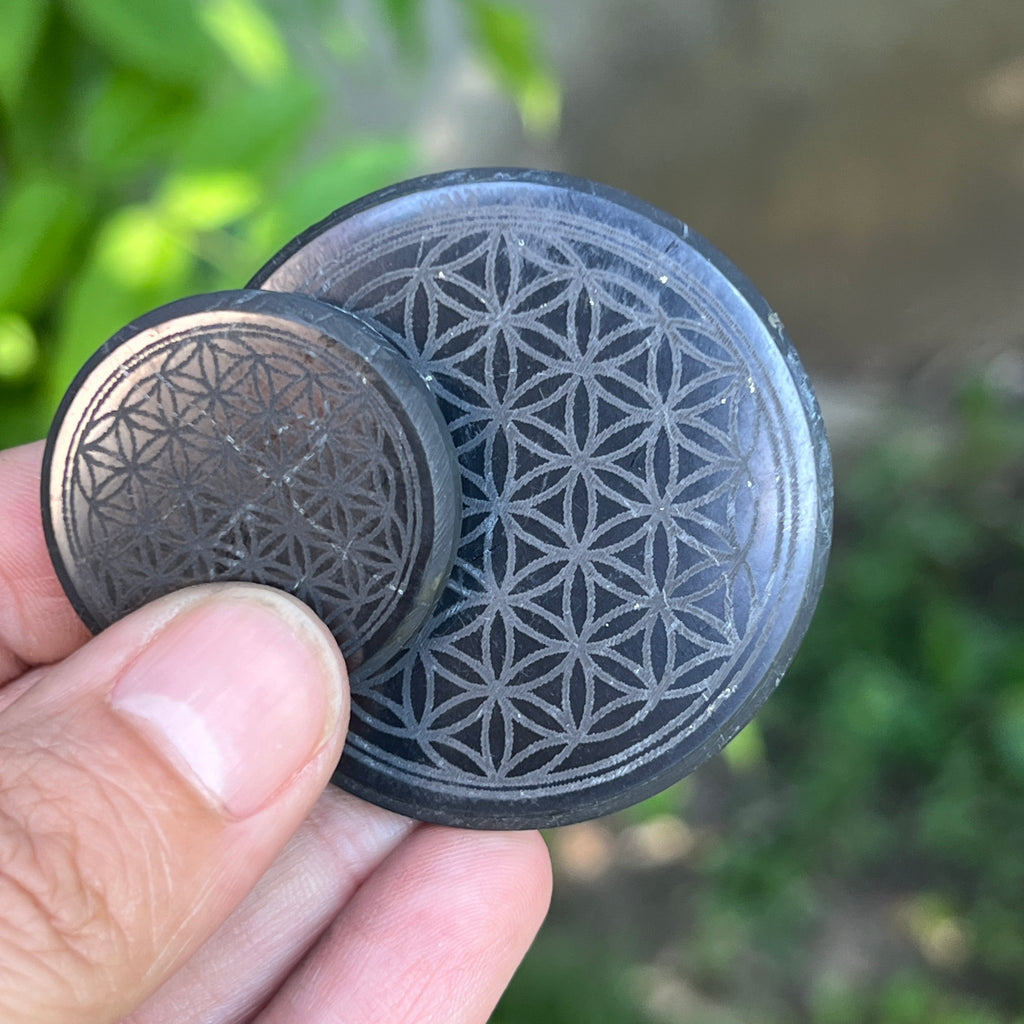 Disc din Shungit adeziv Flower of Life, pietre semipretioase - druzy.ro 3 