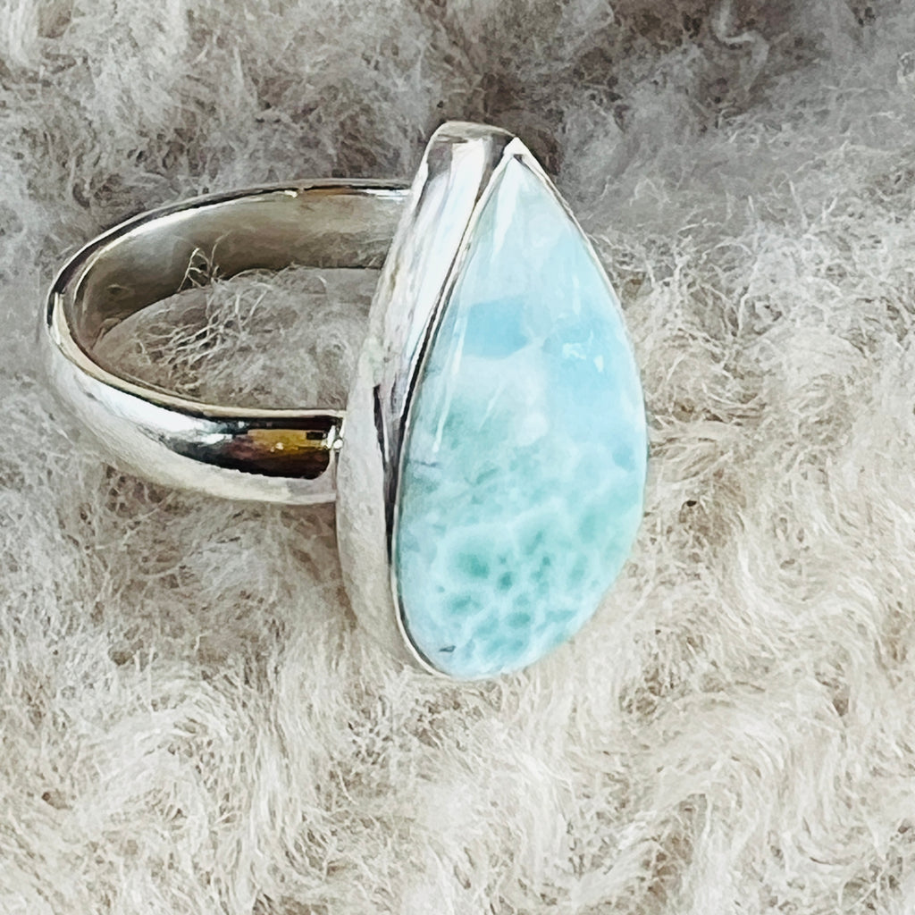 Inel ajustabil cu piatra larimar din argint model 9, pietre semipretioase - druzy.ro 2 