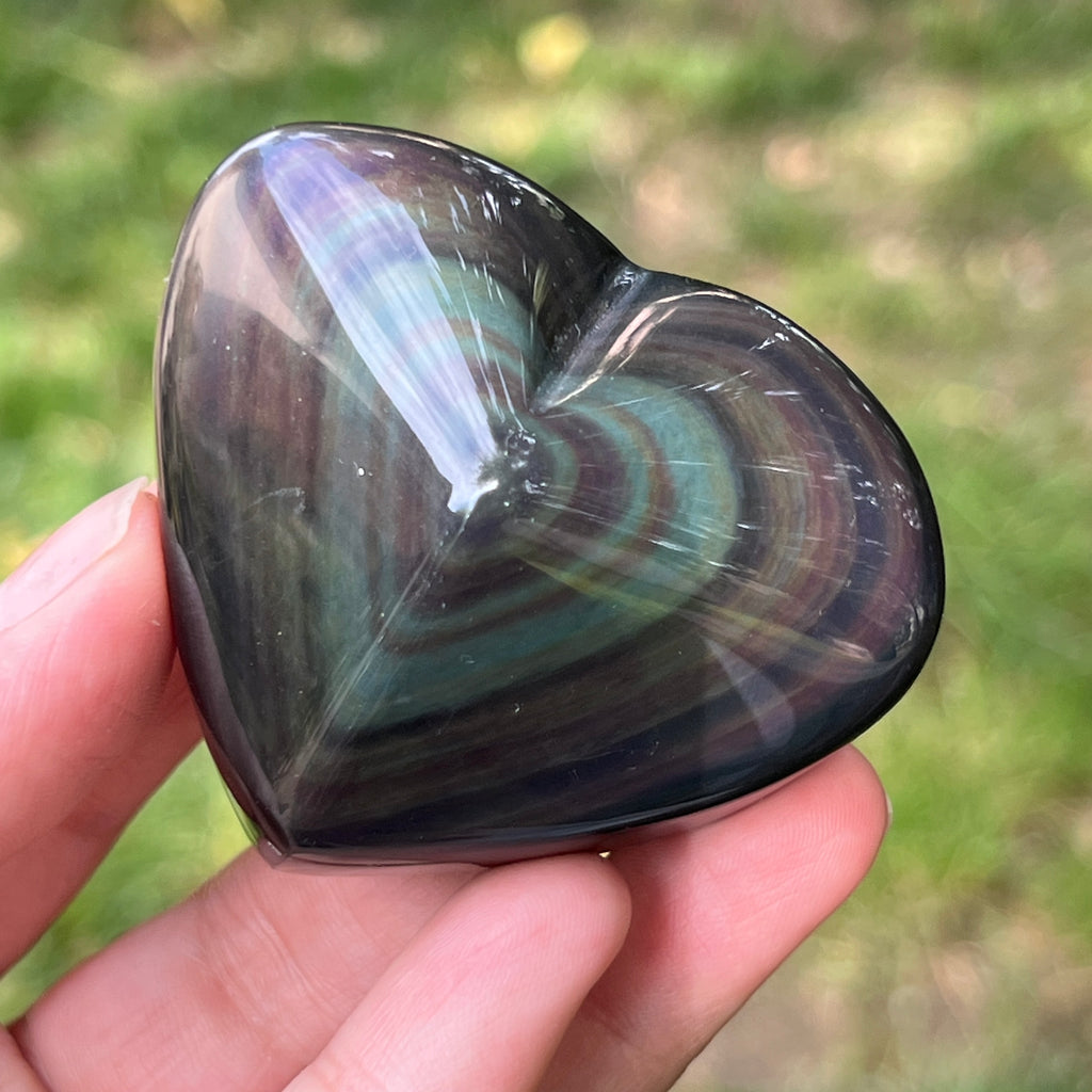 Obsidian curcubeu inima model 3, pietre semipretioase - druzy.ro 1 