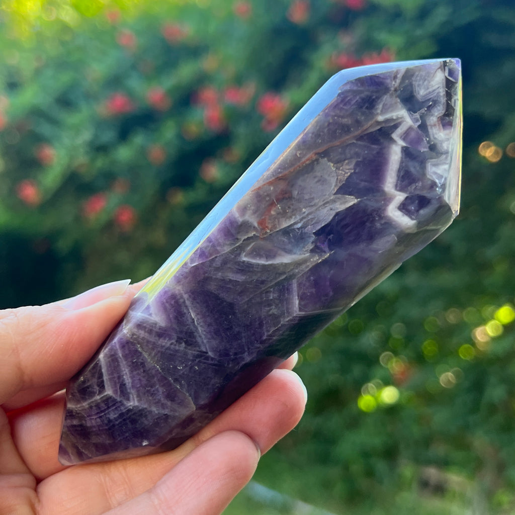 Dublu varf ametist chevron model L2, pietre semipretioase - druzy.ro 2 